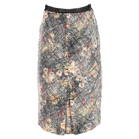 Pre Loved bottega veneta Floral Embroidered Midi Skirt Women multicolor